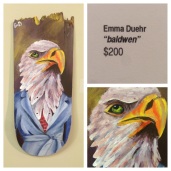 Emma Duehr "Baldwen" original art recycled skateboard deck hand painted